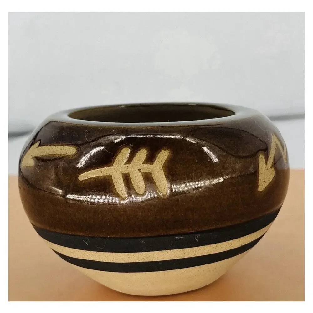 Vintage Studio Pottery Bowl Brown Glaze Abstract Modernist Handmade Ceramic